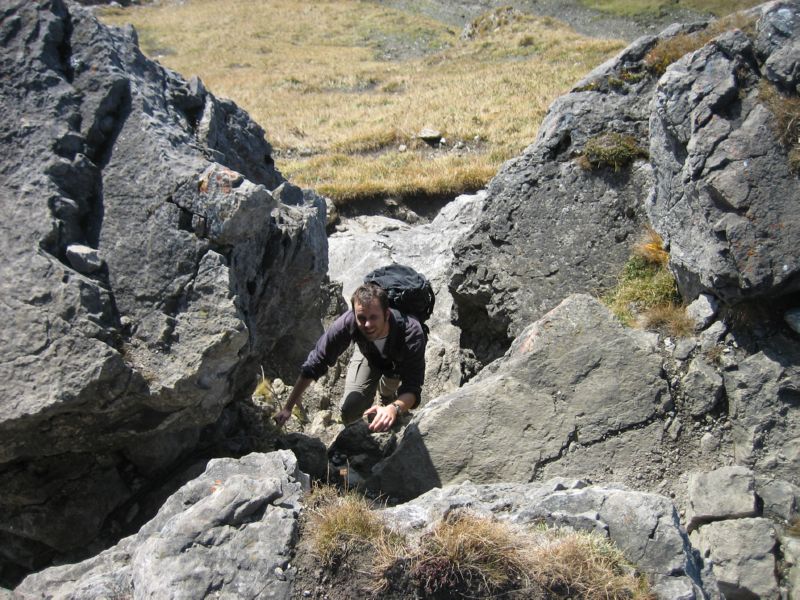 2008-10-10 Kemptner (26) Jan on a bit of Class3 below summit